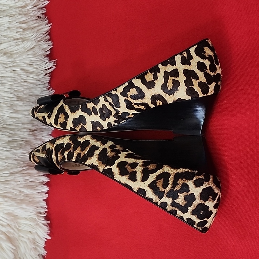 Michael Kors Real Fur Leopard Print Wedge - Picture 9 of 13